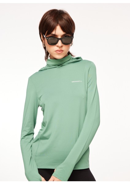 Yeşil Kadın Kapüşon Yaka Sweatshirt M23TOTALTOTAL