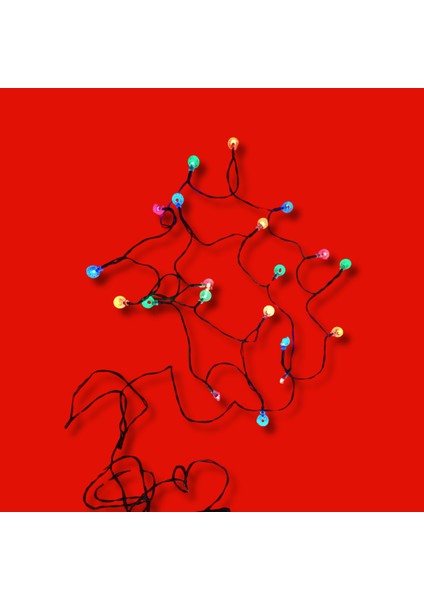 Güneş Enerjili 5m Işık Zinciri Iç ve Dış Mekana Uygun Rengarenk Yanan Fonksiyonel Güneş Enerjili Renkli Toplar