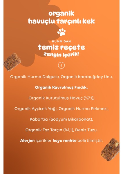 Humm Organic - Organik Glutensiz Vegan Havuçlu ve Tarçınlı Kek - 30G