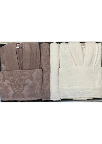 Curve Aile Bornoz Seti- Krem Bej