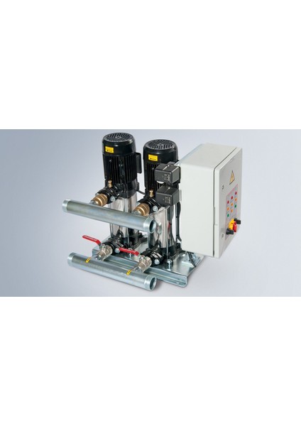 HMC-8VF-TF 2x Iki Pompalı 4 Hp 380V Paslanmaz Dik Milli Kademeli Panolu Paket Hidrofor Su Pompası