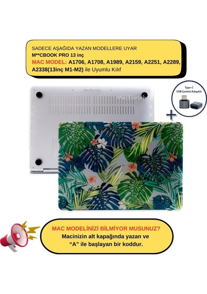 Macbook Pro Kılıf 13inç M1-M2 A1706 A1708 A1989 A2159 A2251 A2289 A2338 ile Uyumlu Flower01NL