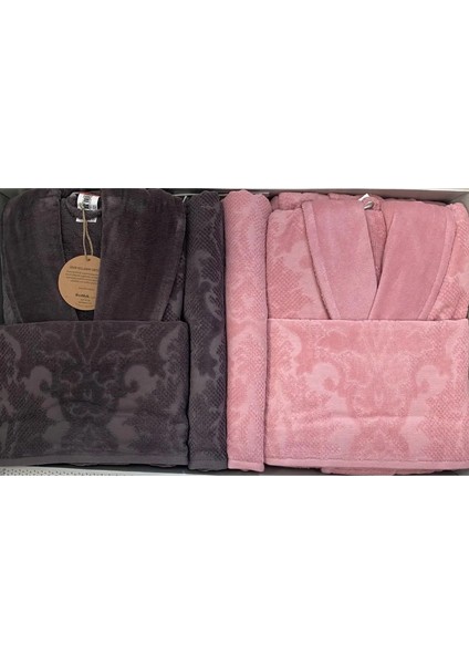 Curve Aile Bornoz Seti- Antrasit Pembe