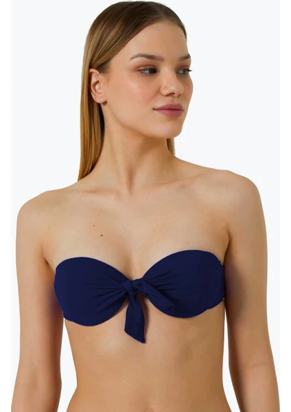 63546 Lacivert Straplez Bikini Üstü