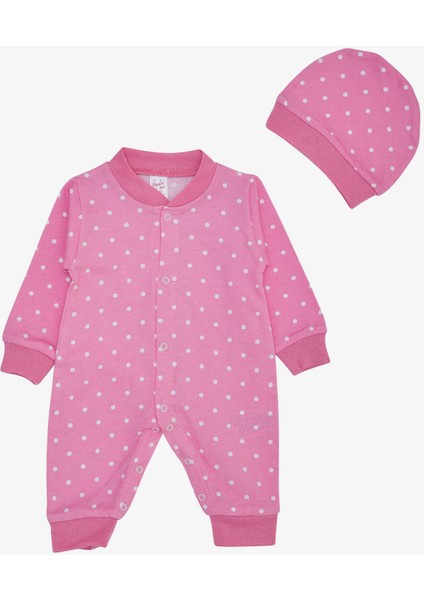Kız Bebek Tulum Puantiye Desenli 0-6 Ay, Pembe