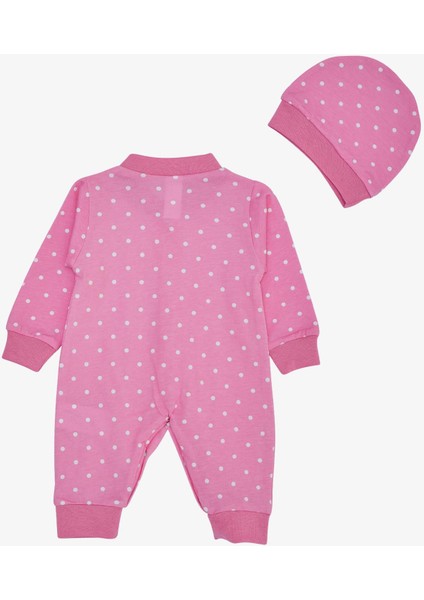 Kız Bebek Tulum Puantiye Desenli 0-6 Ay, Pembe