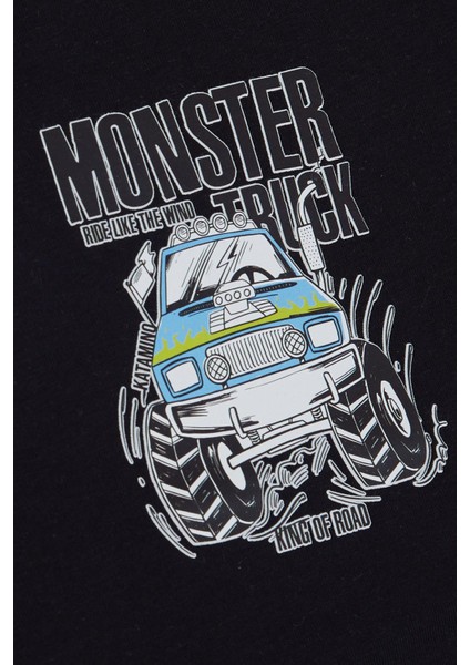 Erkek Çocuk Atlet Monster Truck Baskılı Geniş Askılı 7-8 Yaş, Lacivert fırsatları