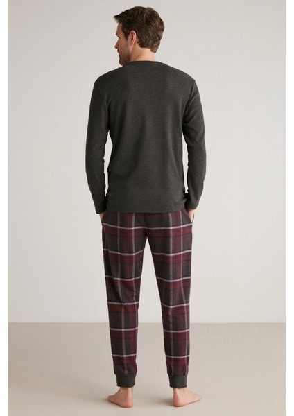 Uzun Kol Ekoseli Erkek Pijama Takım M612 modelleri