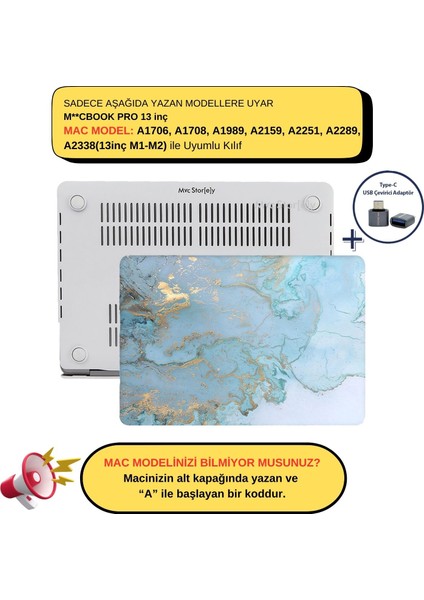 Macbook Pro Kılıf 13inç M1-M2 A1706 A1708 A1989 A2159 A2251 A2289 A2338 ile Uyumlu Mermer06NL