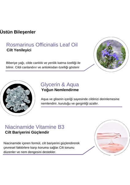 Yaşlanma Karşıtı, Niacinamide Nemlendirici Makyaj Öncesi Kremi, Biberiye Yağı, E & B3 Vitamini 75 ml modelleri