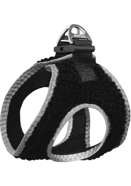 Üç Kilitli Kürklü Kedi Köpek Göğüs Tasması 32-40 cm Medium Siyah