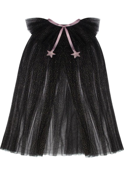 Siyah Esmeralda Ruffle Cadı Pelerin