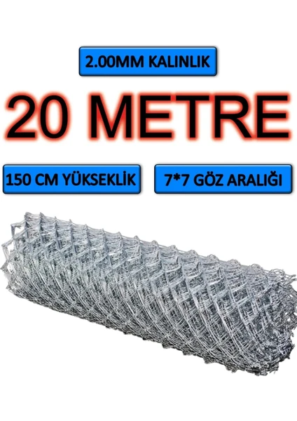 Msy Fence 2mm Kalınlık - 7*7 Göz - (1.5M*20M) Helezon Tel Örgü Bahçe Teli Çit Teli Galvanizli Tel Örgü