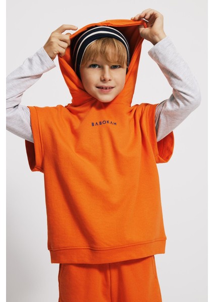 (Kids Boy) Kapüşonlu Loose Fit Kolsuz Sweatshirt modelleri