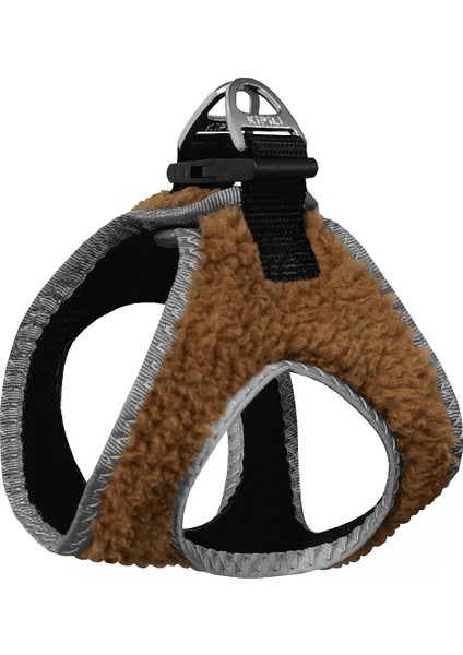 Üç Kilitli Kürklü Kedi Köpek Göğüs Tasması 20-24 cm Xxx-Small Kahverengi