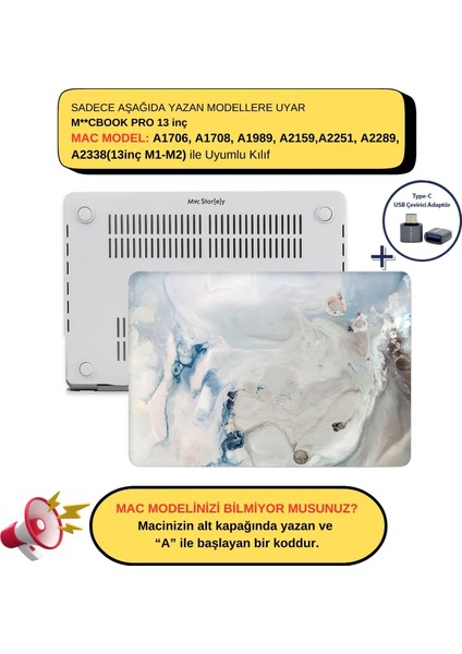 Macbook Pro Kılıf 13inç M1-M2 A1706 A1708 A1989 A2159 A2251 A2289 A2338 ile Uyumlu Mermer10NL