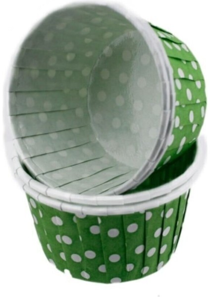 Vıp Cupcake Kalıbı Minik Boy 38*30 mm - 50'li Puantiyeli Yeşil