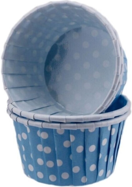 Cupcake Kalıbı Minik Boy 38*30 mm - 100'LÜ Puantiyeli Mavi
