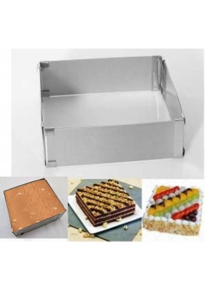 Ayarlanabilir Dikdörtgen Kare Pasta Çemberi Yükseklik 10 cm