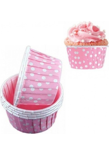 Pembe Puantiyeli Muffın Kapsül 25'li 5x4 cm fiyatları