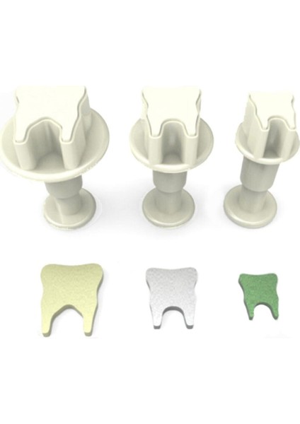 3lü Diş Şeker Hamuru Şekillendirici Enjektörlü Kopat 1.2x1.8x2.2 cm