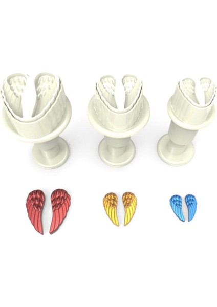 3lü Melek Kanadı Şeker Hamuru Şekillendirici Enjektörlü Kopat 1.3x1.6x2 cm