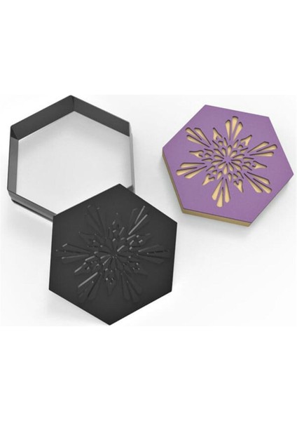 Kurabiye Damga & Kesici Set Altıgen 9,0 cm x 9,0 cm x 1,9 cm