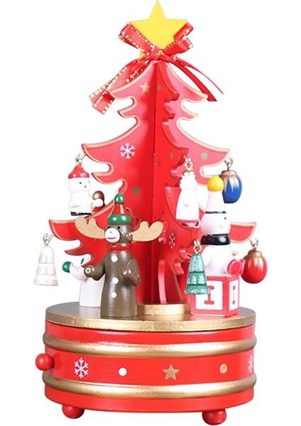Noel Süslemeleri Noel Ahşap Dönen Müzik Kutusu Kırmızı (Yurt Dışından)