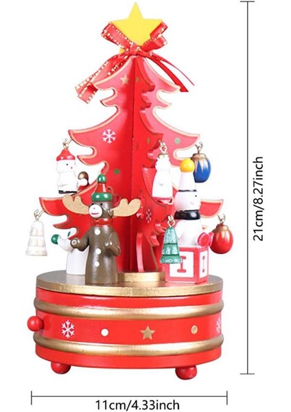 Noel Süslemeleri Noel Ahşap Dönen Müzik Kutusu Kırmızı (Yurt Dışından)