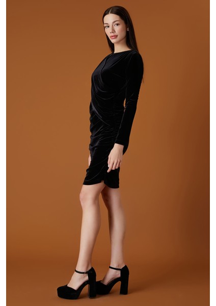 Kadın Pencere Detaylı Kadife Elbise 332116083 Siyah fiyatları