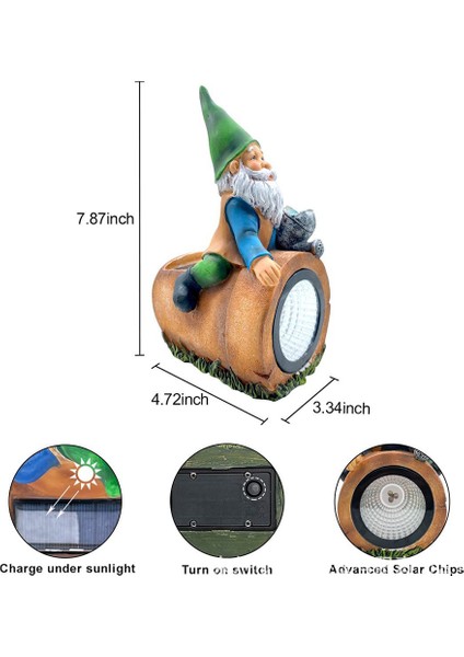 Solar Bahçe Gnome Dekoru - Çim Veranda Için Dış Mekan Güneş Işıkları Için (Yurt Dışından)
