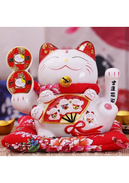 7 Inç Seramik Çağıran Kedi Feng Shui Dekorasyon Salıncak Şanslı Kedi, A (Yurt Dışından)