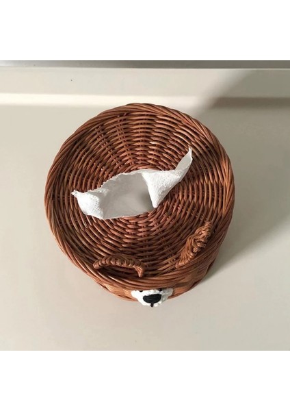 Ev A Için Doku Kutusu Rattan Ayı Doku Tutucu Masaüstü Süsleme (Yurt Dışından) modelleri