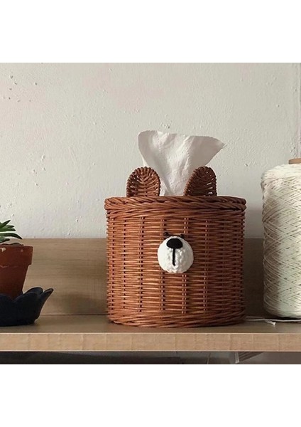 Ev A Için Doku Kutusu Rattan Ayı Doku Tutucu Masaüstü Süsleme (Yurt Dışından) fırsatları