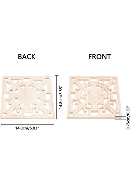 Adet Kare Ahşap Oyma Aplike Içi Boş Çiçek Boyasız Onlay (Yurt Dışından)