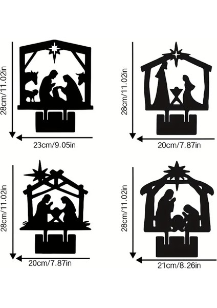 Çit Patio E Için Doğum Sahnesi Siluet Doğum Figürleri Seti (Yurt Dışından)