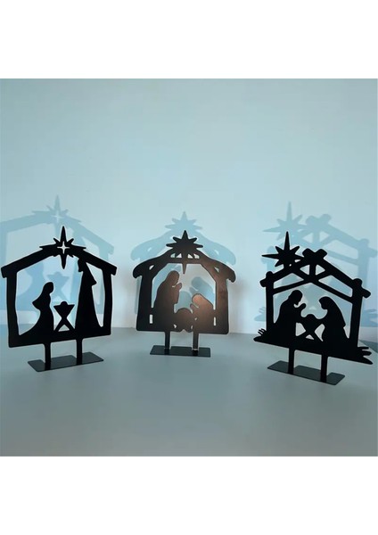 Çit Patio E Için Doğum Sahnesi Siluet Doğum Figürleri Seti (Yurt Dışından)