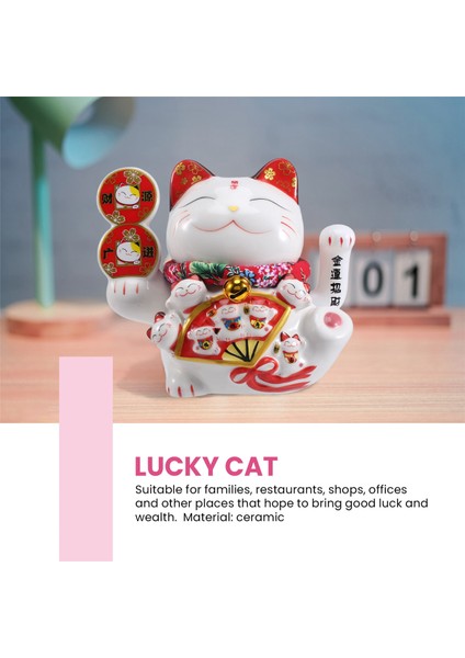 Inç Seramik Çağıran Kedi Feng Shui Dekorasyon Salıncak Şanslı Kedi, C (Yurt Dışından)