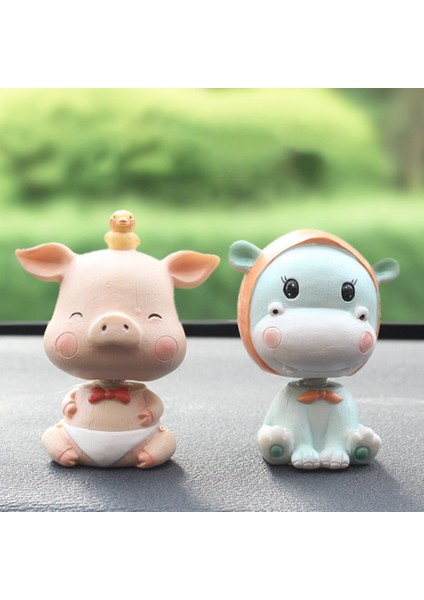 Araba Kontrol Paneli Oyuncakları Sevimli Bobblehead Bebekler Ev Oto Dekorasyon Gri (Yurt Dışından)