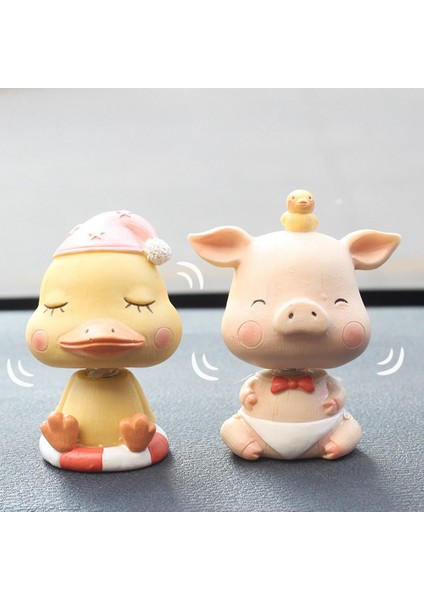 Araba Kontrol Paneli Oyuncakları Sevimli Bobblehead Bebekler Ev Oto Dekorasyon Gri (Yurt Dışından)