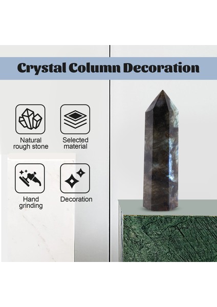 Aytaşı Sütun Doğal Labradorit Kuvars Kristal Ev Dekor 7-8 cm (Yurt Dışından)