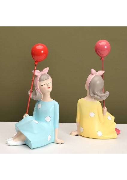 Adet Reçine Balon Kız Heykel Süsleme Oturma Odası Ev Hediye B (Yurt Dışından)