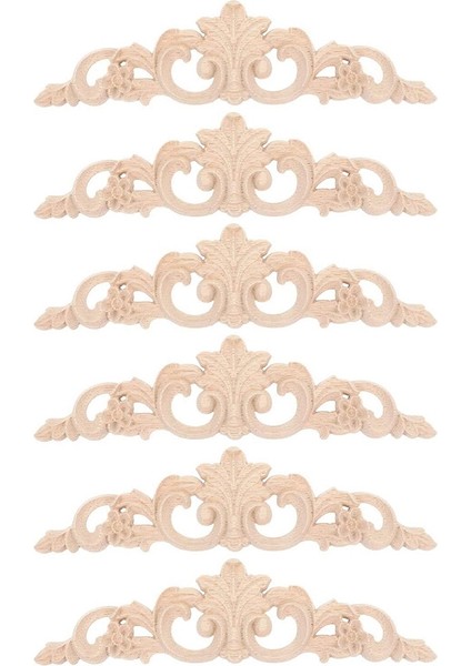 6 Adet Onlay Ahşap Pervaz Ahşap Aplike Ahşap Çıkartma Oyma Boyasız (Yurt Dışından)