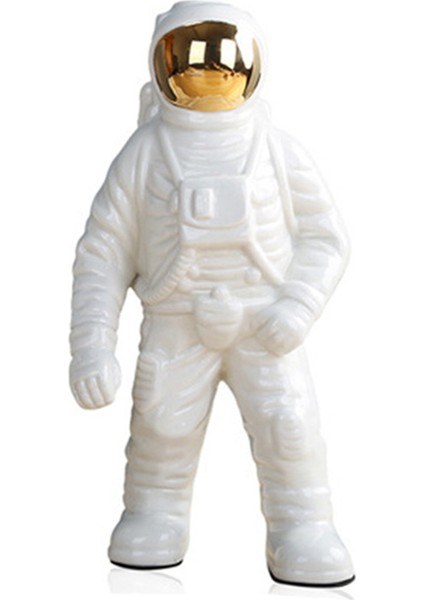 Uzay Adamı Astronot Heykeli Roket Uçak Deseni Seramik Büyük (Yurt Dışından)