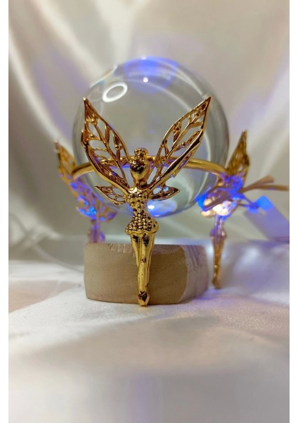 Kristal Cam Küre Pirinç Peri Objeli Gold indirimleri