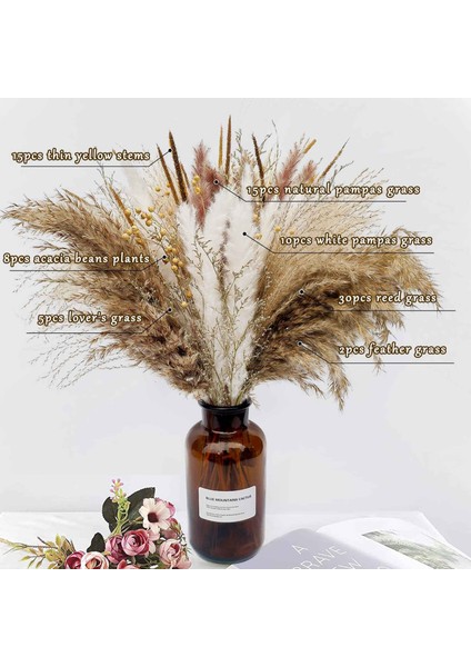 Kurutulmuş Pampas Çim 45CM Fotoğraf Düğün Için Kurutulmuş Çiçekler Dekor (Yurt Dışından)