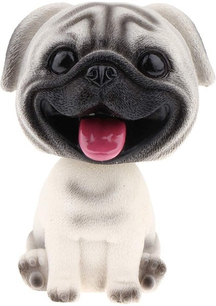 Araba Araç Dekoru Için Reçine Sevimli Bobble Head Köpek Kafa Köpek Yavrusu - Pug (Yurt Dışından)