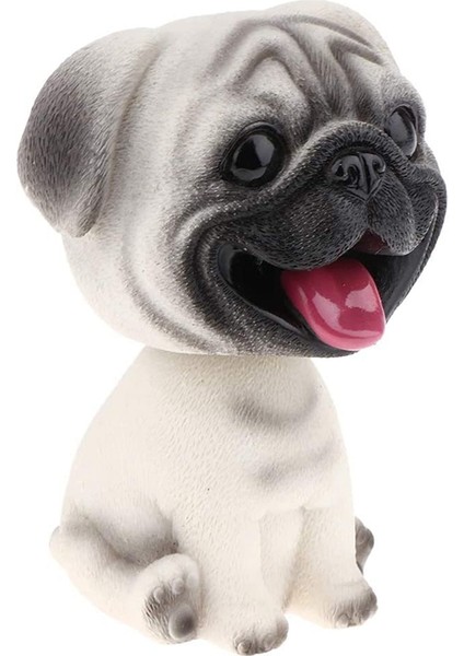 Araba Araç Dekoru Için Reçine Sevimli Bobble Head Köpek Kafa Köpek Yavrusu - Pug (Yurt Dışından)