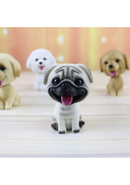 Araba Araç Dekoru Için Reçine Sevimli Bobble Head Köpek Kafa Köpek Yavrusu - Pug (Yurt Dışından)