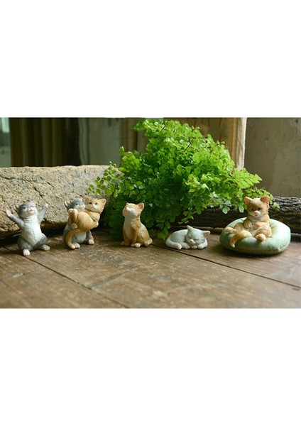 Koleksiyon Sevimli Kedi Yavrusu Kedi Heykelcik Mini Peyzaj Süsleri C (Yurt Dışından)